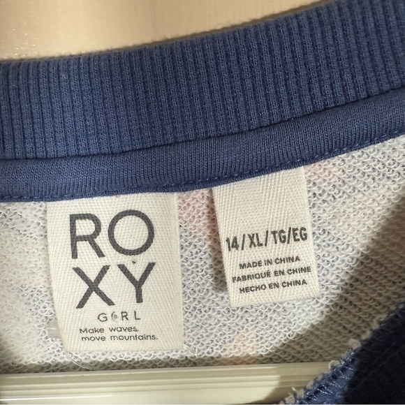 Roxy Girl In The Blue Floral Crewneck Pullover Sweatshirt size XL - Picture 4 of 6